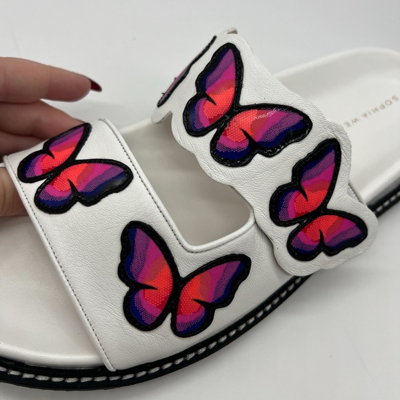 Sophia Webster Riva Slides in White/Multi Fluorescent - Picture 10 of 14